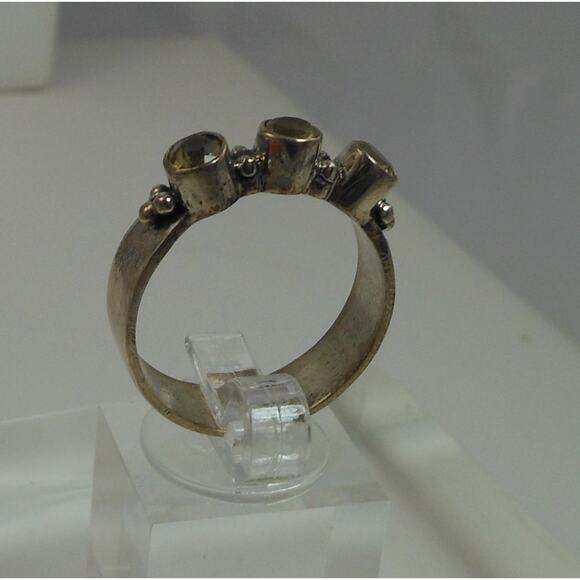 925 Sterling Silver Bali Design Ring Size 9.5 Vintage 3-Stone Balinese Style - Picture 2 of 10